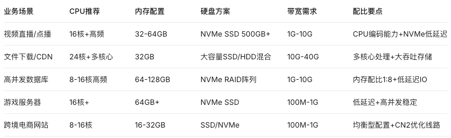 大带宽服务器硬件配置