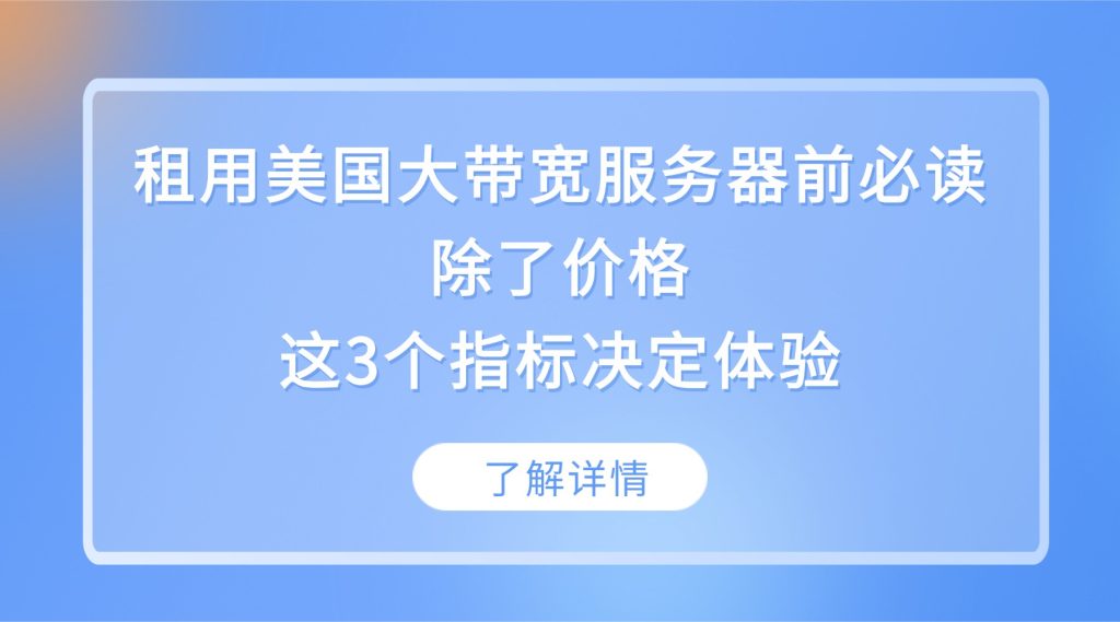【新手避坑】租用美国大带宽服务器前必读：除了价格，这3个指标决定体验