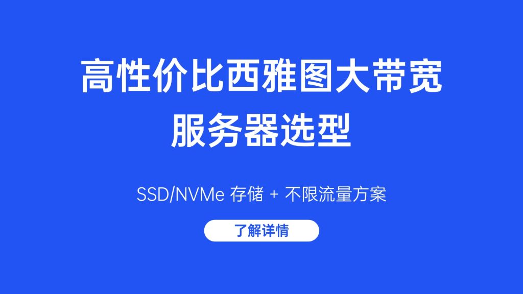 高性价比西雅图大带宽服务器选型：SSD/NVMe存储+不限流量方案
