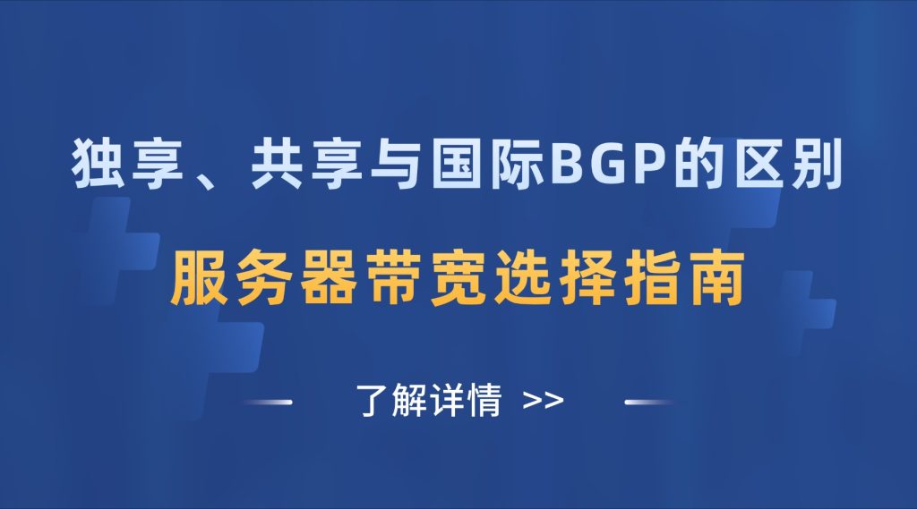 服务器带宽选择指南：独享、共享与国际BGP的区别