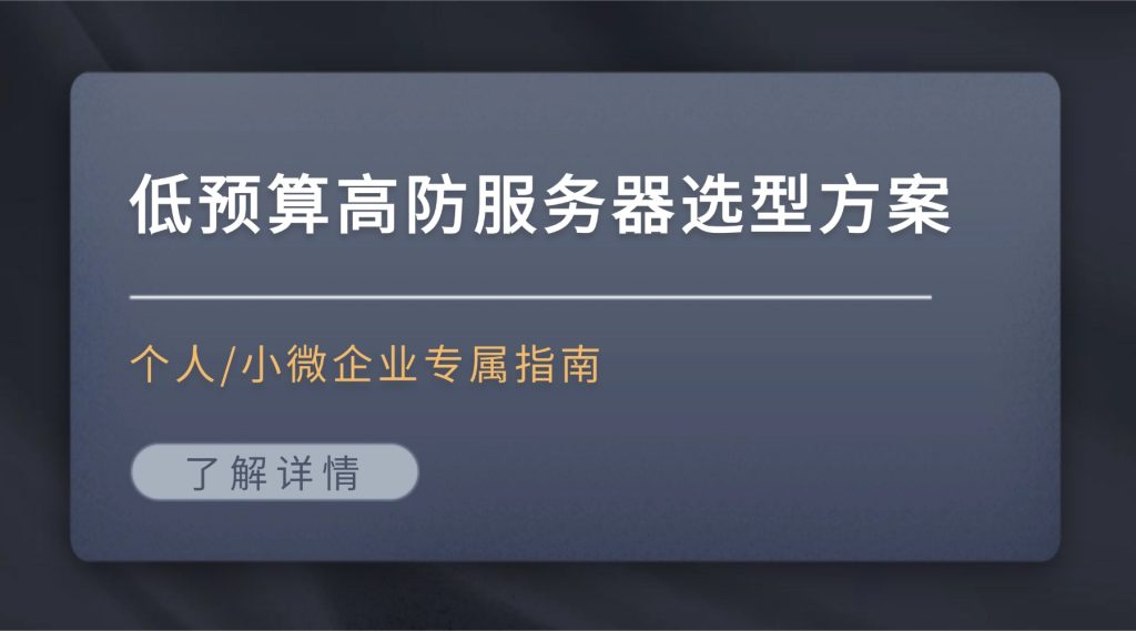 低预算高防服务器选型方案！个人/小微企业专属指南